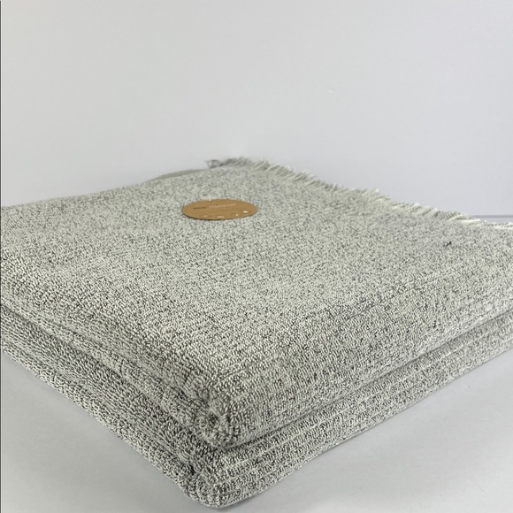 Eco Melange Bath Towels Rayon Bamboo Gray White with Fringe Cotton Set of 2 NEW - Picture 8 of 8